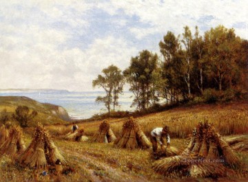  Red Canvas - In The Cornfields Near Luccombe Isle Of Wight landscape Alfred Glendening